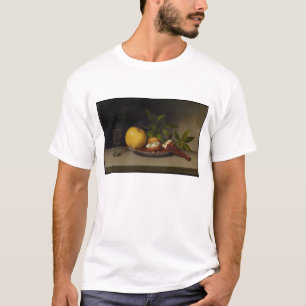 Camiseta Todavía vida con la fruta, las tortas y el vino,