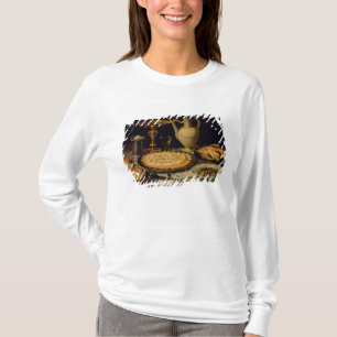Camiseta Todavía vida con una tarta, un pollo, un pan y
