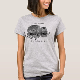 Camiseta todavía vida del deslizador rasgado con lema