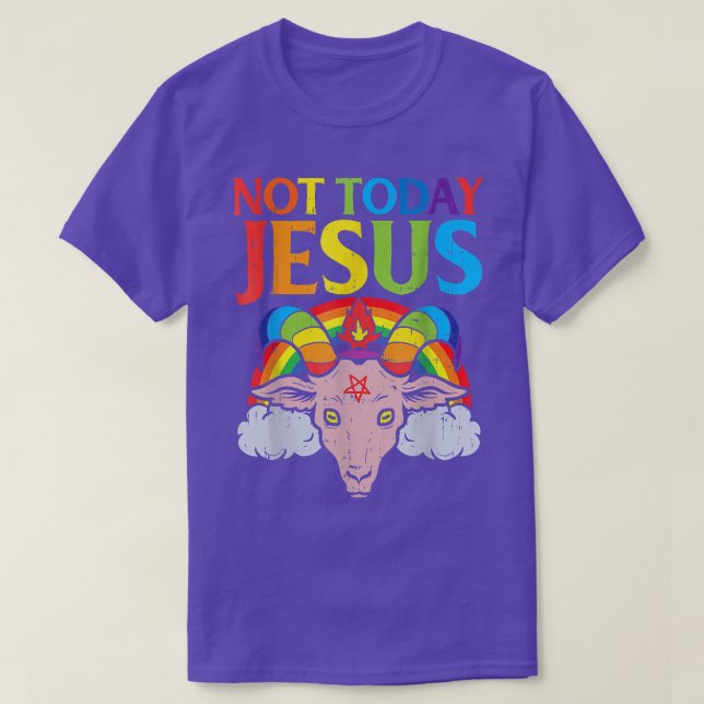 Camiseta Today Not Jesus Satan Goat Satanic Rainbow Satanis (Diseño del anverso)