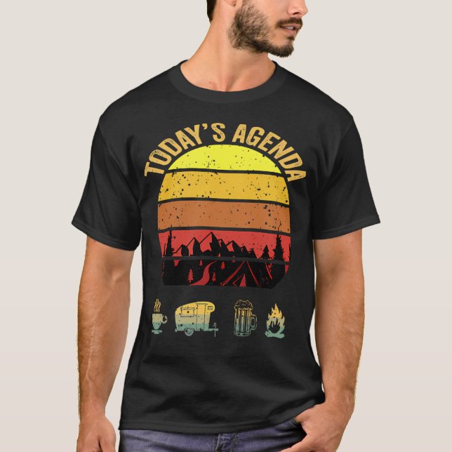 Camiseta Today'S Agenda Camping Coffee Pop Up Camper Beer C (Anverso)