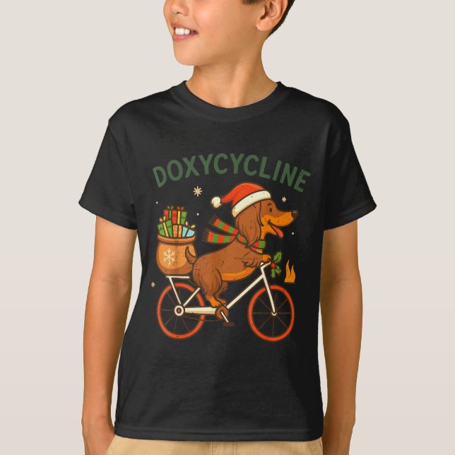 Camiseta Toddler Doxycycline Long Hair Dachshund Christmas  (Anverso)