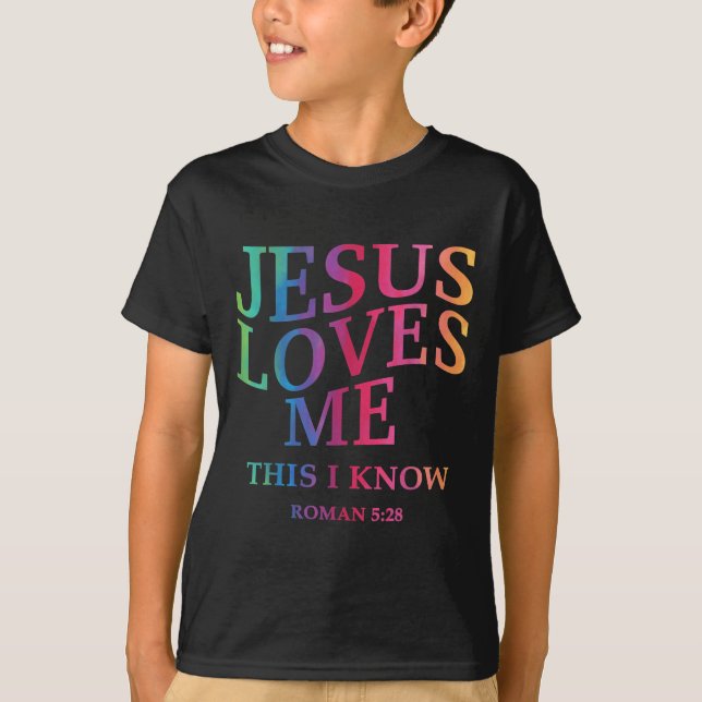 Camiseta Toddler Girl Jesus Loves Me This I Know Christian  (Anverso)