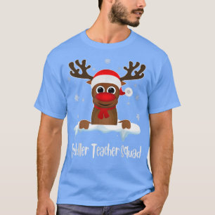 Camiseta Toddler Teacher Squad Reindeer Santa Hat Christmas