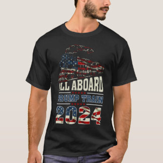 Camiseta Todo a bordo del tren Trump 2024 bandera estadouni