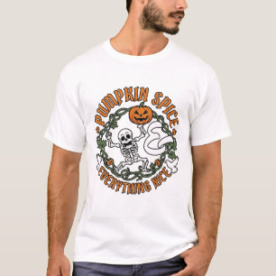 Camiseta Todo agradable con especias de calabaza Esqueleto 