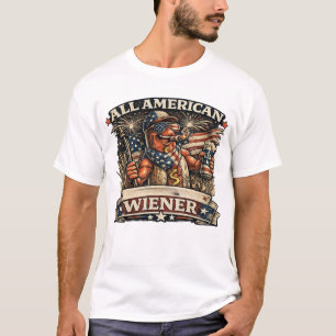 Camiseta Todo Americano Perro Salchicha Patriótico Cuatro d