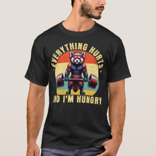 Camiseta Todo duele y tengo hambre Panda Rojo Gimnasio Peso