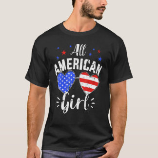 Camiseta Todo El Chica Americano 4 De Julio Con Gafas De So