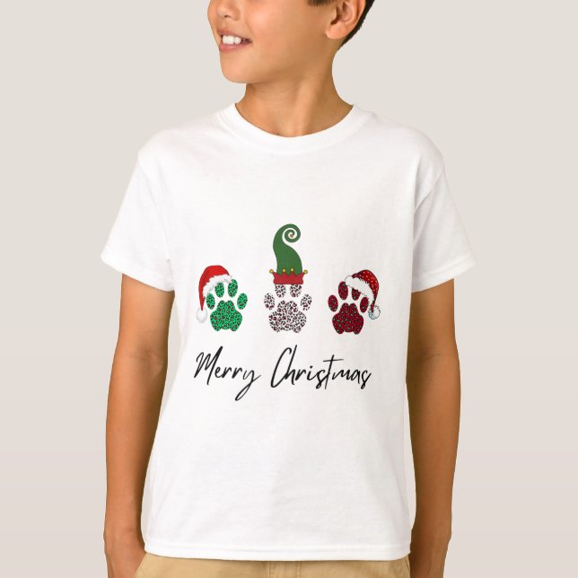 Camiseta Todo el Greyhound italiano Merry Christmas Paw P (Anverso)