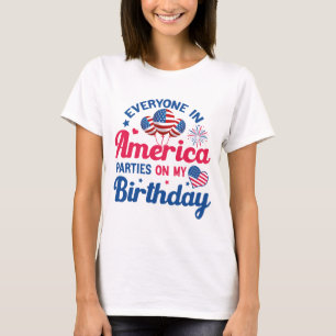 Camiseta Todo el mundo en América se divierte en mi cumplea
