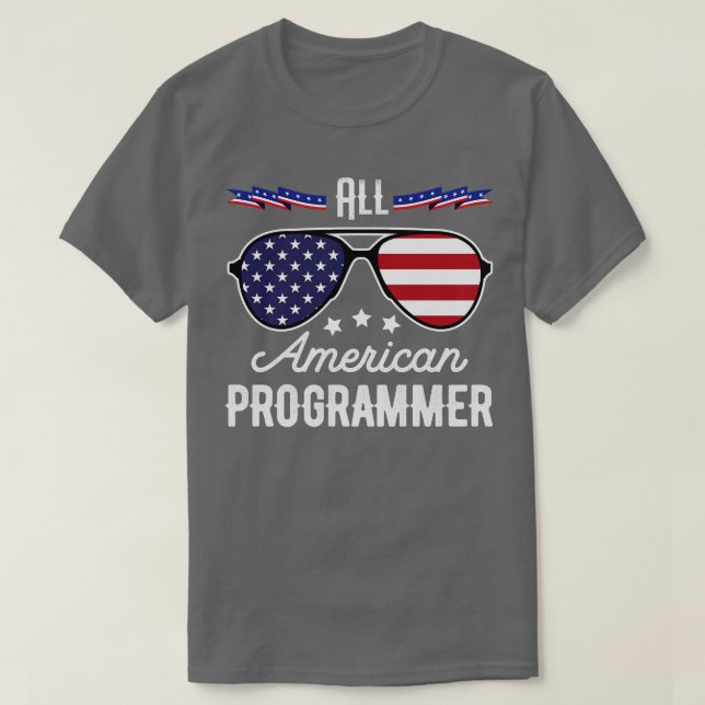 Camiseta Todo El Programador Americano 4 De Julio Gafas De  (Diseño del anverso)