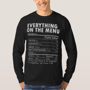 Camiseta Todo En El Menú Nutrición Hechos Gracias