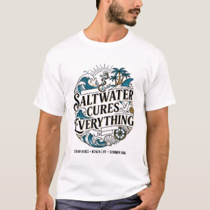 Camiseta Todo Lo Cura El Agua Salada Tema Náutico Del Océan