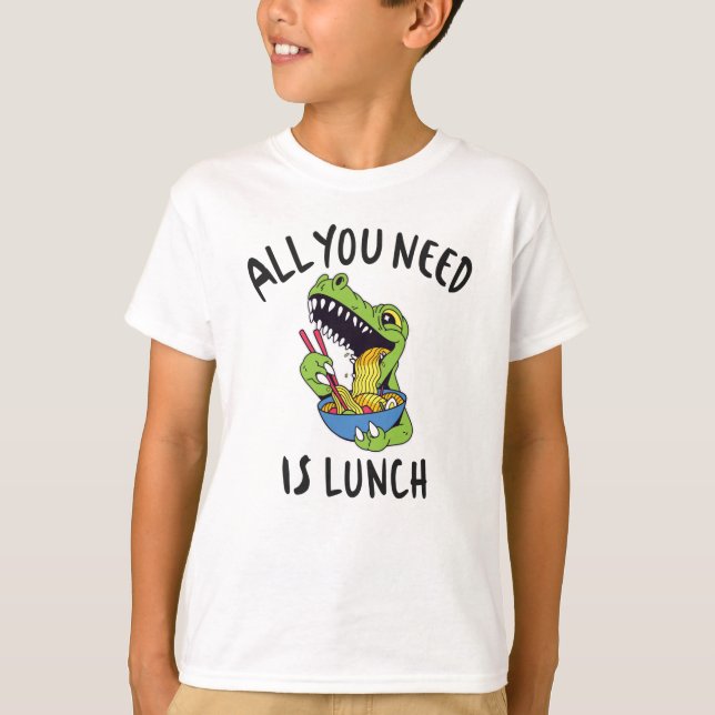 Camiseta Todo lo que necesitas es comer. (Anverso)