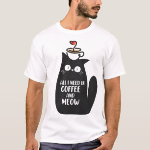 Camiseta Todo lo que necesito es café y miau