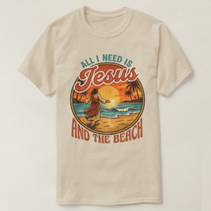 Camiseta Todo lo que necesito es Jesús y la playa   Playa c