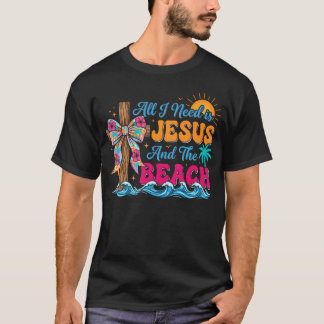 Camiseta Todo lo que necesito es Jesús y la playa Retro Cri