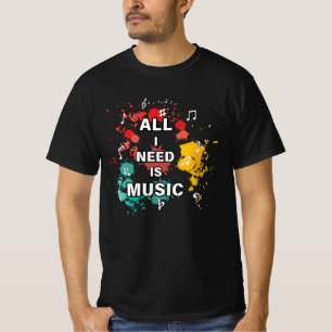 Camiseta Todo lo que necesito es música, coloridos amantes