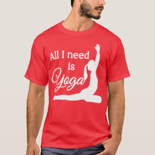 Camiseta Todo lo que necesito es yoga blanco cian