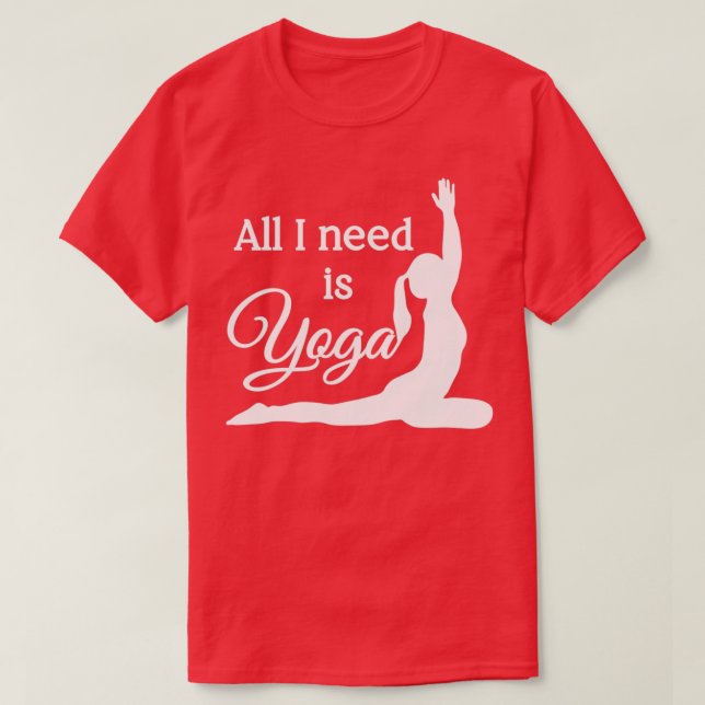 Camiseta Todo lo que necesito es yoga blanco negro (Diseño del anverso)