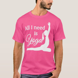 Camiseta Todo lo que necesito es yoga blanco rosado