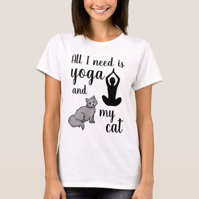 Camiseta Todo lo que necesito es yoga y mi gato (Anverso)