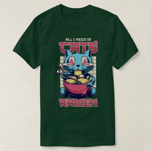 Camiseta Todo lo que necesito son gatos (Diseño del anverso)