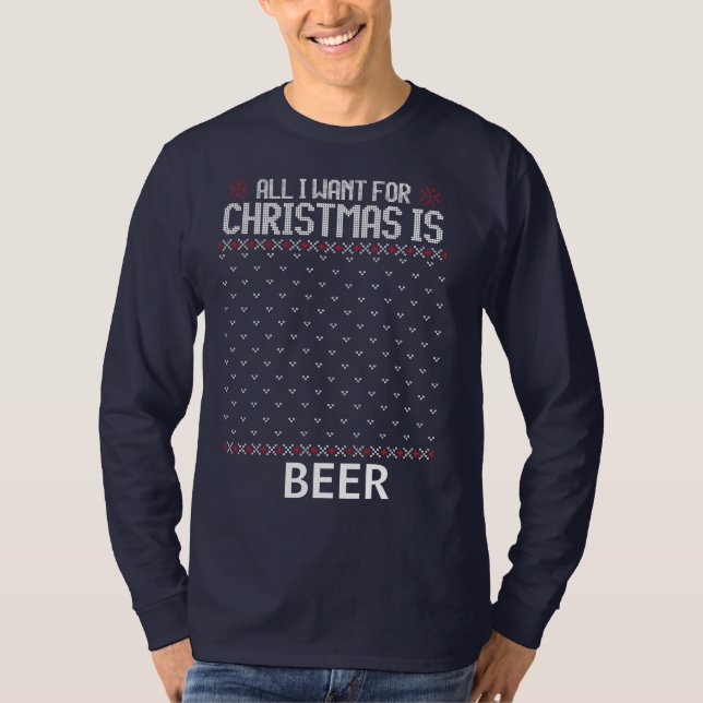 Camiseta Todo lo que quieren los Navidades es Beer Mens Lon (Anverso)