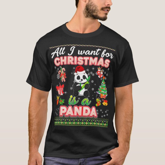 Camiseta Todo Lo Que Quiero De Los Navidades Es Un Panda Fe (Anverso)