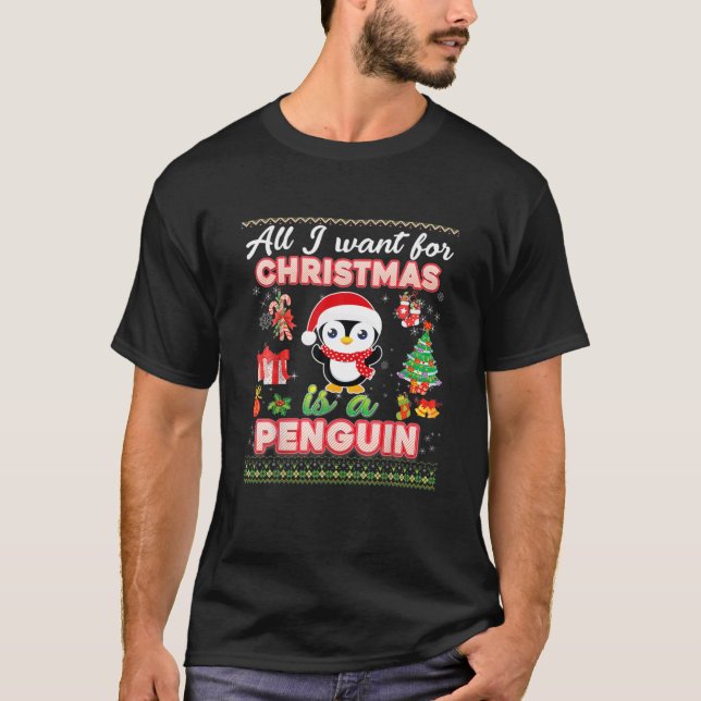 Camiseta Todo Lo Que Quiero Es Un Pingüino Para Los Navidad (Anverso)
