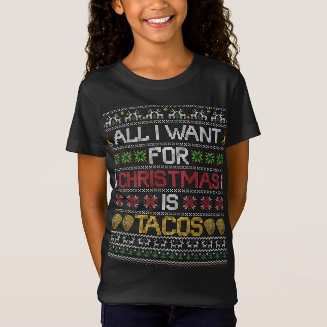 Camiseta Todo Lo Que Quiero Para Los Navidades Es Más Tacos (Anverso)
