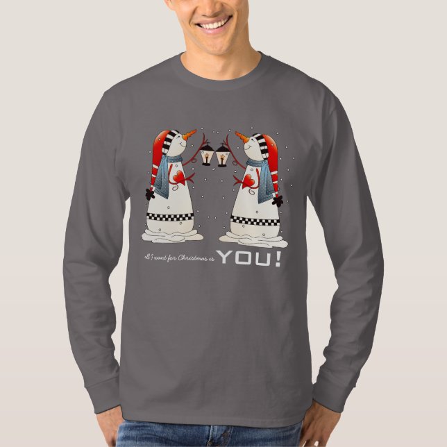 Camiseta Todo lo que quiero para los Navidades es Tú. Parej (Anverso)