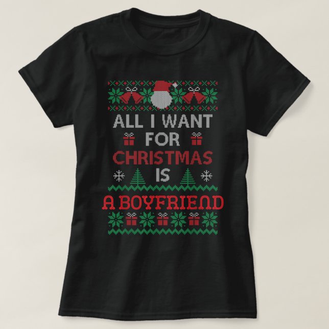 Camiseta Todo Lo Que Quiero Para Los Navidades Es Un Novio  (Diseño del anverso)