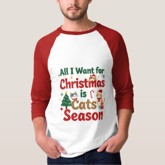 Camiseta Todo lo que Quiero para Navidad Gatos