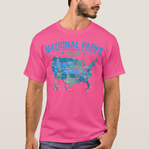 Camiseta Todo mapa nacional de EE. UU. Camping 80S retro