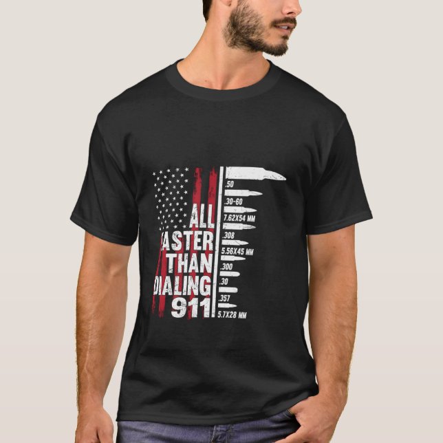 Camiseta Todo Más Rápido Que Marcar 911 Bandera Americana (Anverso)