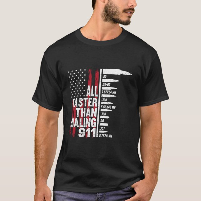 Camiseta Todo Más Rápido Que Marcar 911 Bandera Americana (Anverso)