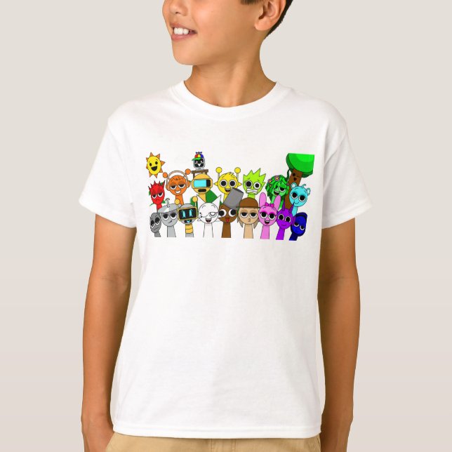 Camiseta Todo Sprunki Diversión Simon Oren Funbot Pinki Wen (Anverso)