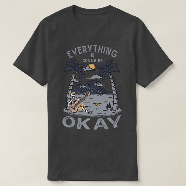 Camiseta Todo va a estar bien Skeleton Guitar Playe (Diseño del anverso)