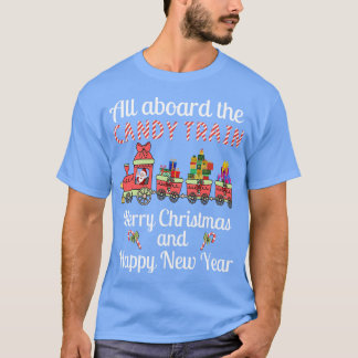 Camiseta Todos a bordo del tren Candy Feliz Navidad y Hap