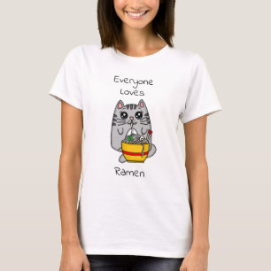 Camiseta Todos aman a Ramen Gracioso Cat Pun
