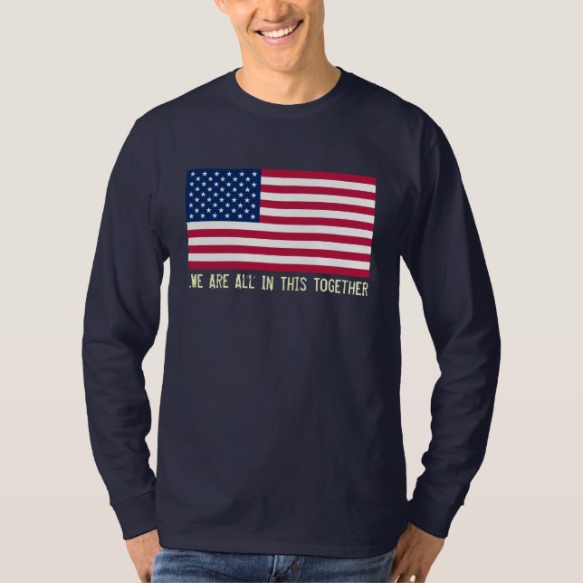 Camiseta Todos en esta manga larga T de la bandera junto (Anverso)