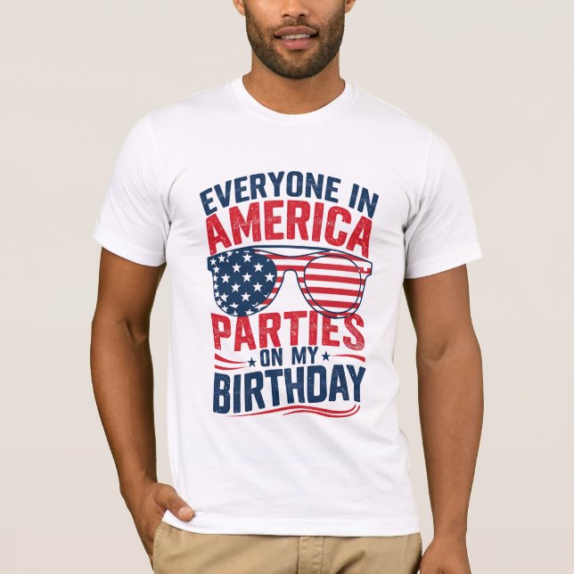Camiseta Todos En Estados Unidos Fiestas En Mi Cumpleaños (Anverso)