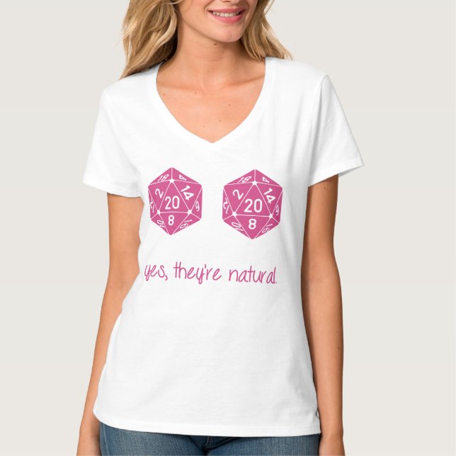 Camiseta Todos los 20 dados naturales de los pechos (Anverso)