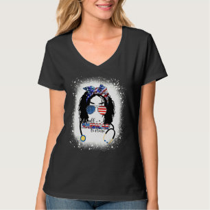 Camiseta Todos Los Americanos O Enfermeras Messy Bun Afro 4