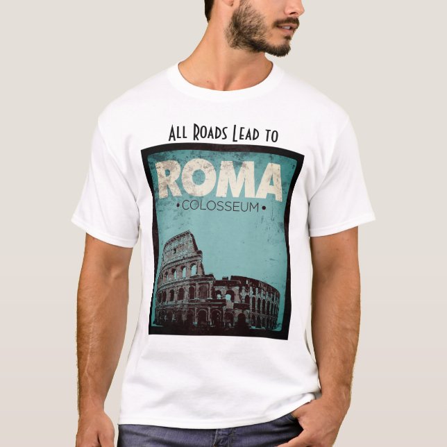 Camiseta Todos los caminos llevan a Roma Colosseum diseño v (Anverso)