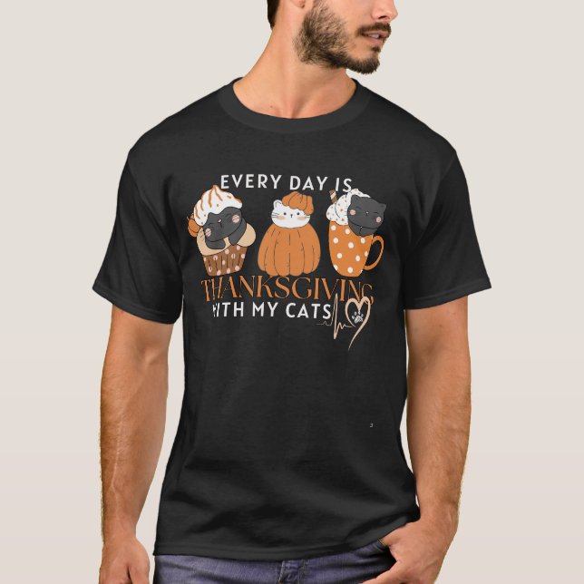 Camiseta Todos los días doy gracias a mis gatos gracias (Anverso)