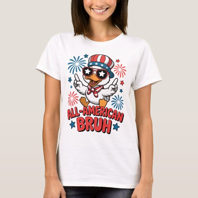 Camiseta Todos los estadounidenses bruh Patriotic Duck 4 de (Anverso)