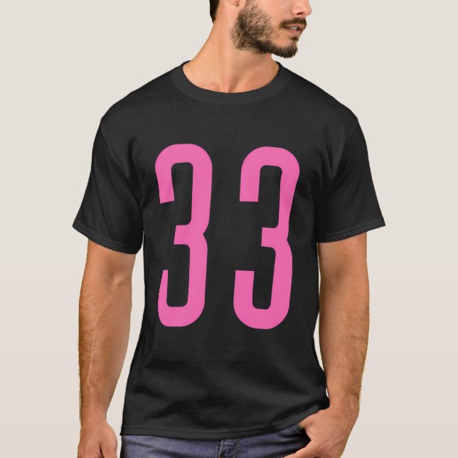 Camiseta Todos los fans deportivos Favorito Rosa Número 33  (Anverso)